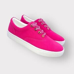 Isaac Mizrahi Pink Sneakers Casual sz 5.5 Low-Top Lace-Up Womens Shoes Checkered